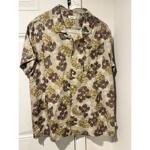 McTavish Destination Honolulu Men's Linen Shirt SS Button Down Floral Sz M